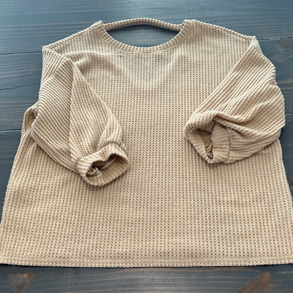 Textured Knit Pullover in Cream